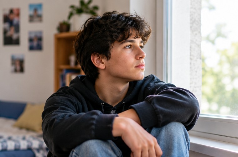 Adolescente em um momento de conversa e acolhimento